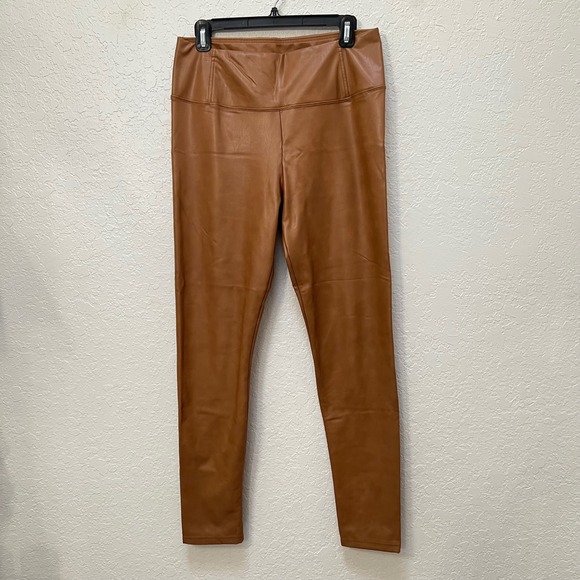 Bagatelle NYC Pants - Bagatelle NYC Womens Cognac Brown Faux Leather High Waisted Leggings Size L